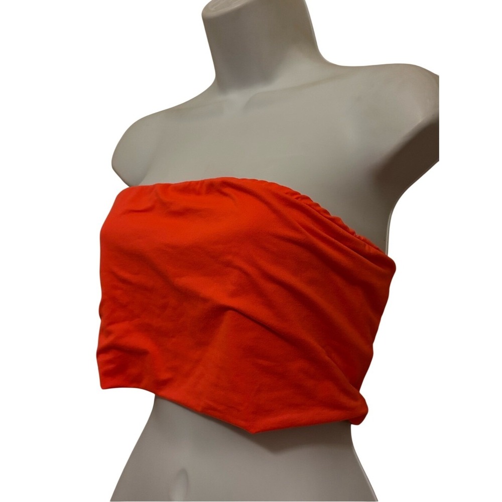 Hot‎ Miami Styles Neon Orange Strapless Tube Crop Top